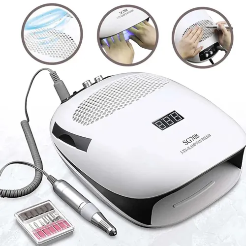 140W 3-IN-1 Nail Drill, Manicure Machine & Nail Lamp Dryer with Strong Suction Vacuum for Professional Nail Salons