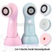 3-in-1 USB Rechargeable Electric Facial Cleansing Brush with 3 Brush Heads, Waterproof, Deep Cleaning & Exfoliation for All Skin Types [Blue]