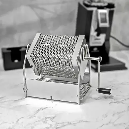 1 st. roestvrijstalen handmatige koffiebonenbrander voor open vuur, capaciteit 200 g, thuisbrander voor rauwe bonen, geen warmtebron nodig