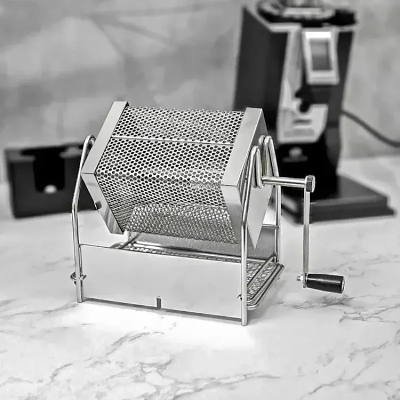 1 st. roestvrijstalen handmatige koffiebonenbrander voor open vuur, capaciteit 200 g, thuisbrander voor rauwe bonen, geen warmtebron nodig