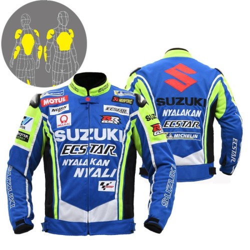 Oxford textieljassen voor Suzuki motorfietsen, motocross, MTB, BMX-fietsen - Herenblauwe jas met 6 beschermers