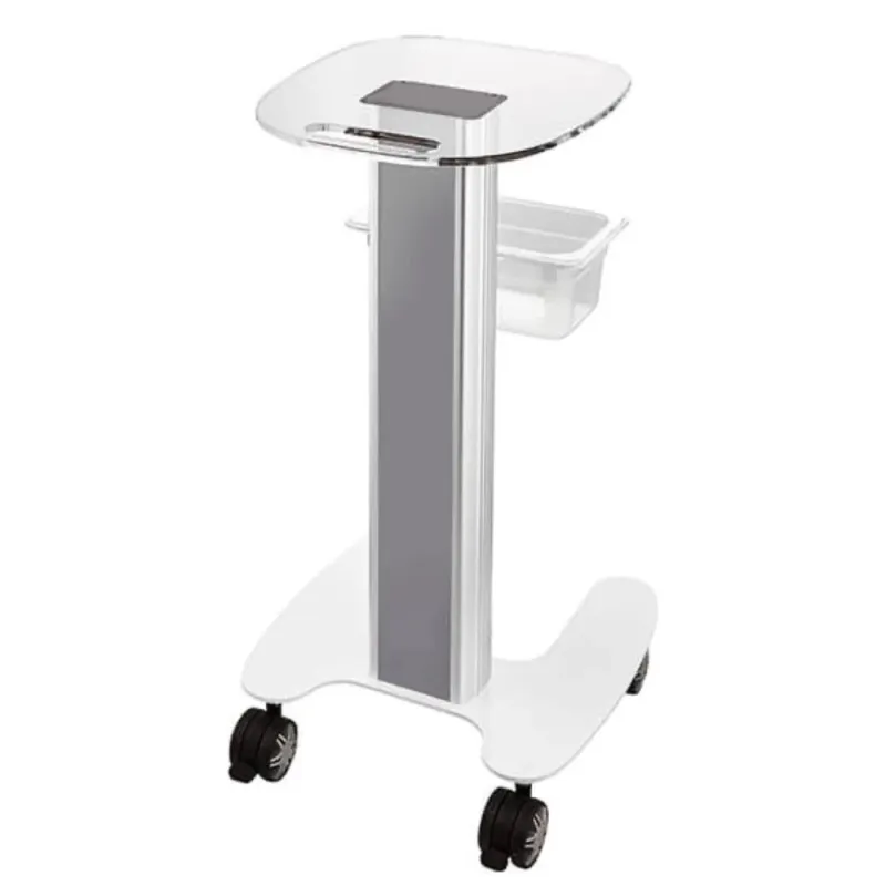 Beauty Salon Trolley with Aluminum Stand & Wooden Board - 4-Wheel Rolling Cart for Spa & Hairdresser Salons [Salon Trolley, Rolling Cart, Beauty Accessories]