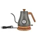 220V/110V 1L Electric Gooseneck Kettle, 304 Stainless Steel Pour-Over Coffee Pot with Thermometer