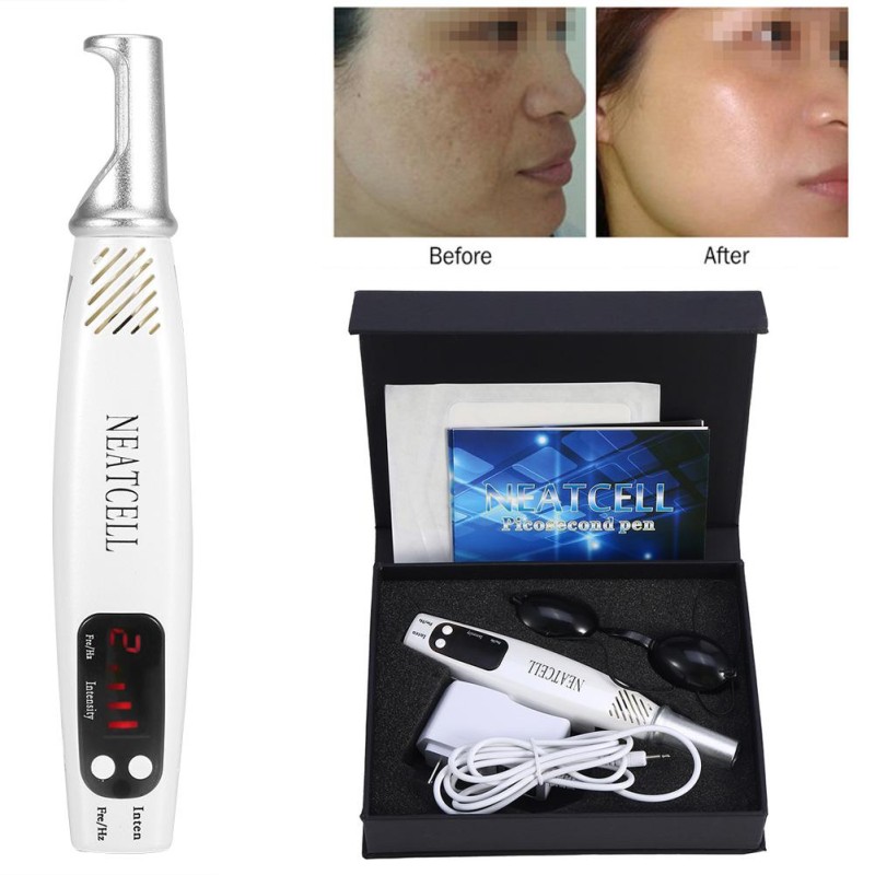 Picosecond Laser Pen - Blue & Red Light Therapy for Tattoo, Scar, Mole, Freckle Removal - Dark Spot Remover Machine for Skin Care & Beauty (UK, EU, US, AU Plug)