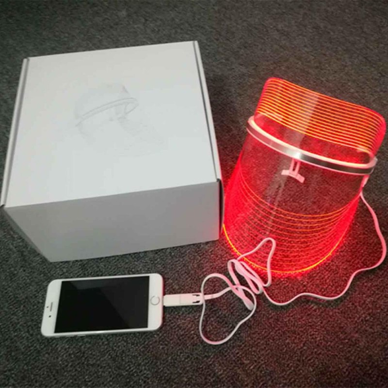 قناع العلاج بالفوتون LED الملون - جهاز تجديد البشرة بالضوء الأحمر والأزرق والأصفر لمكافحة الشيخوخة وعلاج حب الشباب