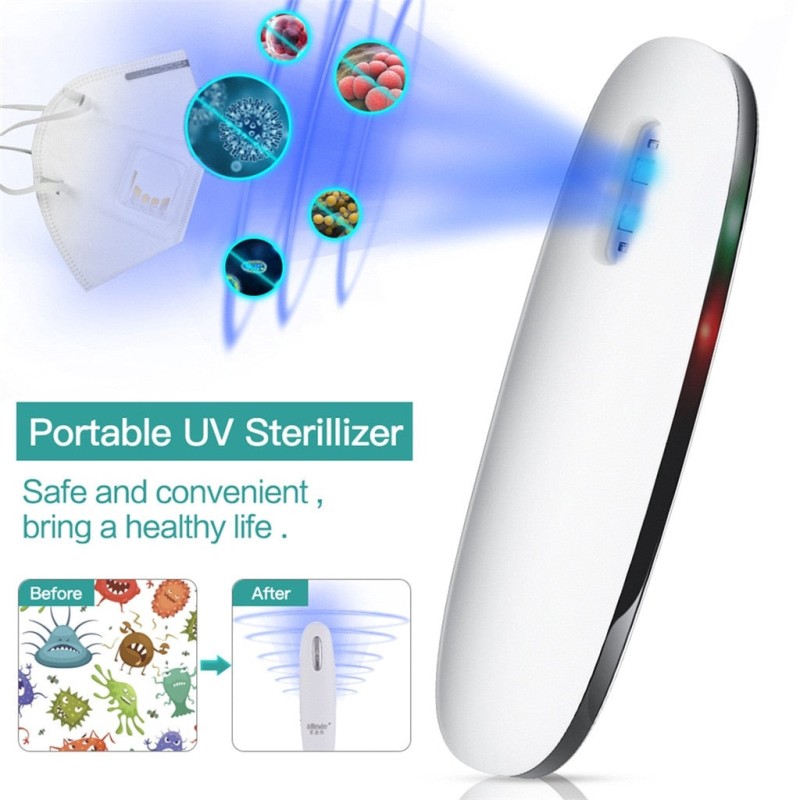 Portable LED UV Disinfection Lamp - USB Charging UVC Sterilizer Light Tube for Masks, Kill Corona Virus [UV Sterilizer, Portable Disinfection]