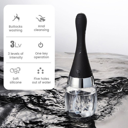 300 ml-es elektromos végbéltisztító és hüvelyzuhany – 5 lyukú beöntés permetező férfiaknak és nőknek, USB újratölthető, szilikon és ABS anyag [anális tisztító, hüvelyzuhany, beöntés spray]