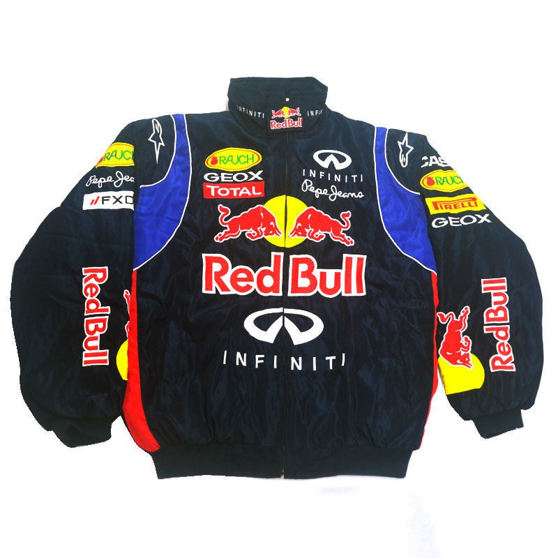 Red Bull Racing Team F1 Jacket - Premium Embroidered Logo, Cotton Lined [F1 Jacket, Red Bull Racing]