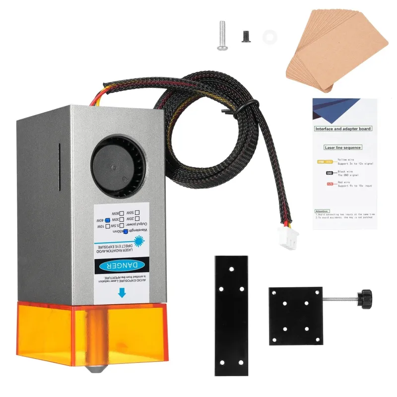 40W/80W Laser Engraving Module with Built-in Air Pump for Woodworking, Plastic, Bamboo, and More | High-Precision Laser Head Module