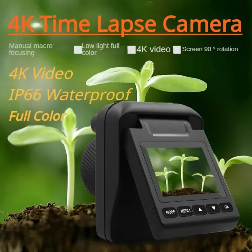 4K Time Lapse Camera IP66 Waterproof, Night Vision, 3000mAh Battery, Outdoor Construction & Plant Growth Monitoring