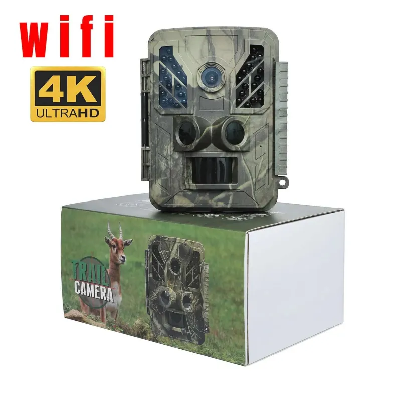 Kamera 4K WiFi Wildlife Trail Camera - 32MP kamera myśliwska na podczerwień z noktowizorem, czujnikiem ruchu, do obserwacji na zewnątrz