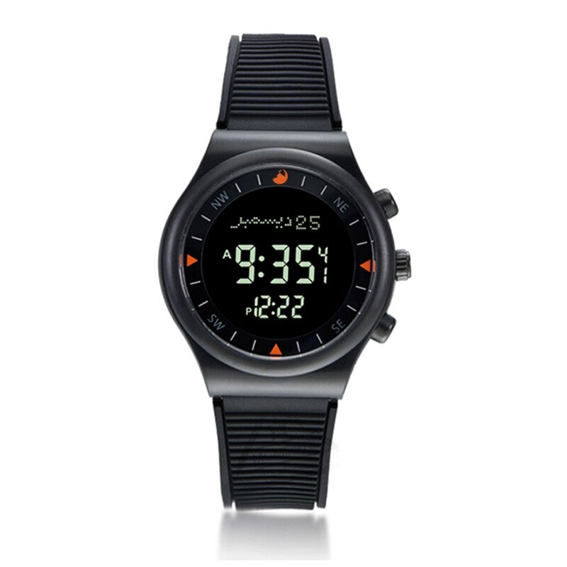 Muslim Prayer Watch with Qibla Compass, Adhan Alarm, Hijri Calendar, Waterproof Islamic Wristwatch for Men & Women
