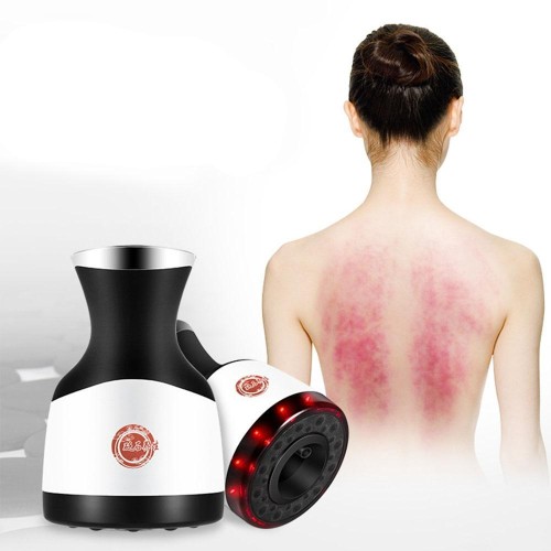 Elektryczny masażer na podczerwień z podgrzewanym zbiornikiem do moksoterapii i kamieniem podciśnieniowym do domowej terapii kosmetycznej