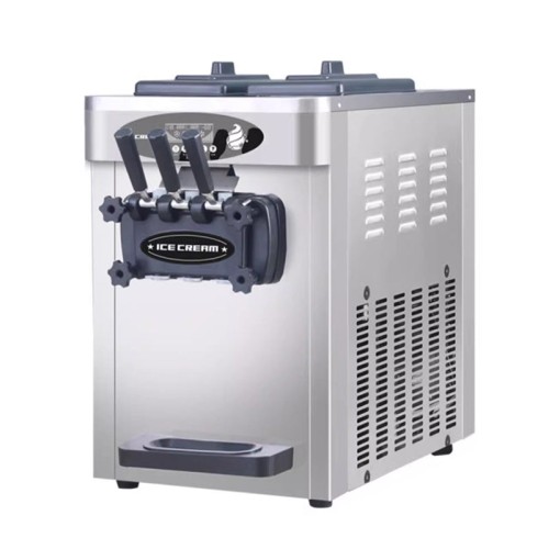 110/220V Commercial 3-Flavor Soft Serve Ice Cream Machine for Restaurants, 18-22L/H Capacity, Stainless Steel