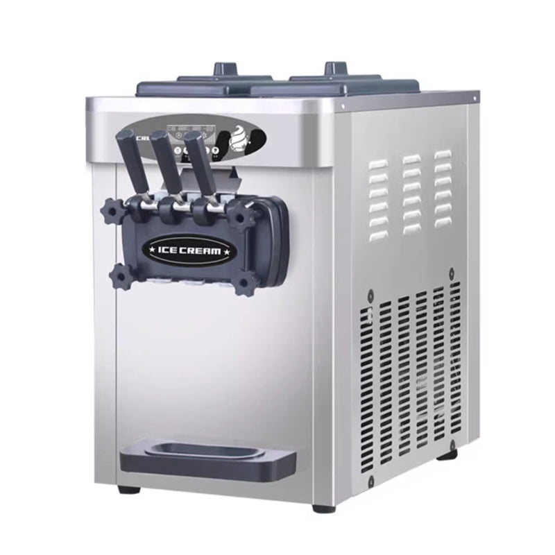 110/220V Commercial 3-Flavor Soft Serve Ice Cream Machine for Restaurants, 18-22L/H Capacity, Stainless Steel