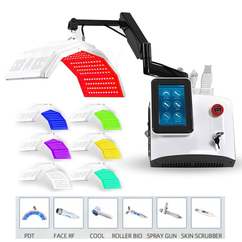 7-Farben-PDT-LED-Rotlichttherapiegerät - Multifunktionales Schönheitsgerät zur Hautverjüngung, Hydra-Gesichtsbehandlung, Akne, Faltenreduzierung und LED-Gesichts-SPA