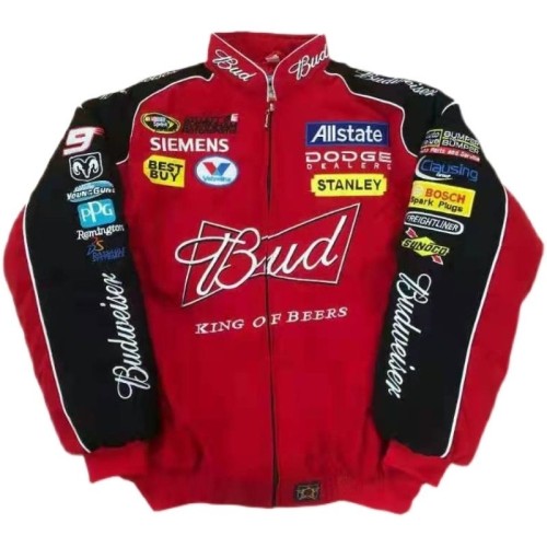 F1 Budweiser Rennjacke – Trendy Harajuku Motorsport-Ästhetik mit Stickerei [A122, A123]