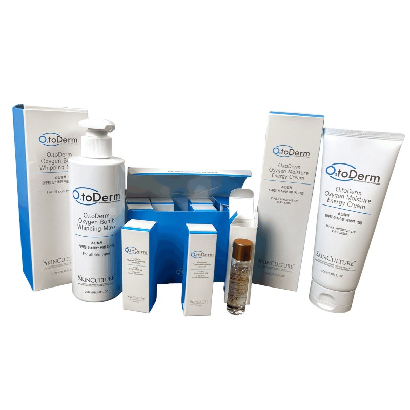 O2toDerm Oxygen Skincare Set - Whipping Mask, Moisture Cream & Revitalizing Ampoules