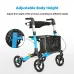 Aluminum Alloy Folding Rollator Walker - Elderly & Disabled Mobility Aid with Adjustable Height, Foldable Design & Storage Bag