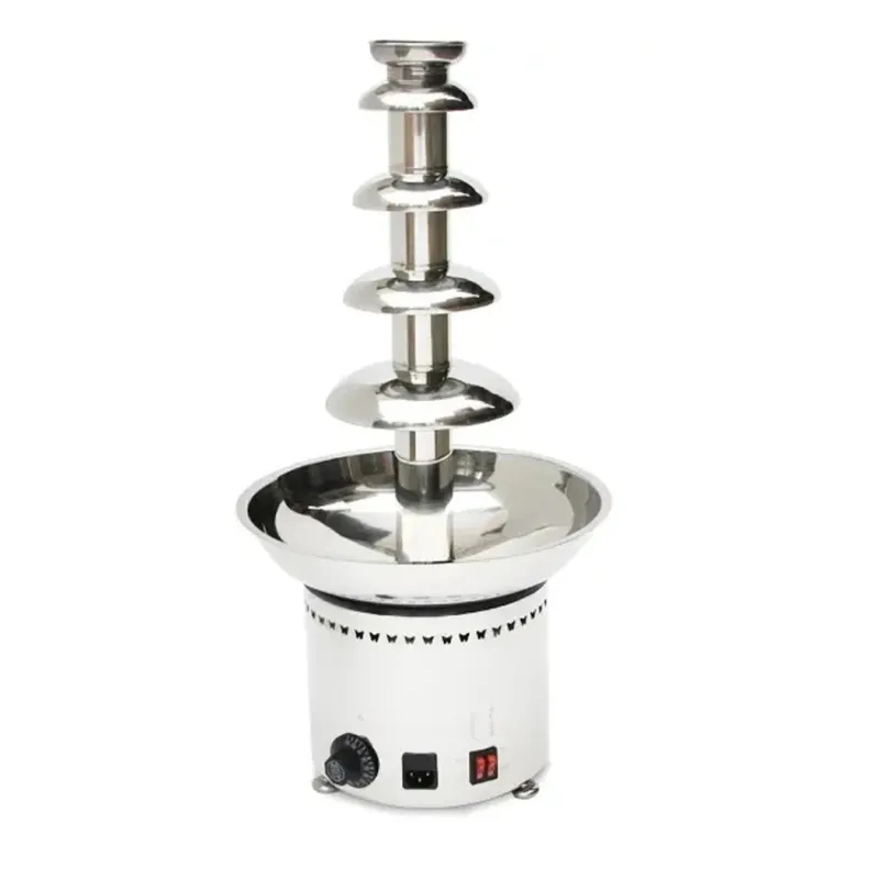 5-Tier Electric Commercial Chocolate Fountain Machine with Melting & Warming Function [Stainless Steel, 80W Motor, 150W Heating]