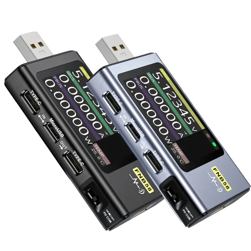 FNIRSI FNB58 és FNB48P USB-tesztelő feszültségmérő árammérő C-típusú gyorstöltés-érzékeléssel, kapacitás- és hullámosság-méréssel [USB-tesztelő, gyorstöltés-észlelés]