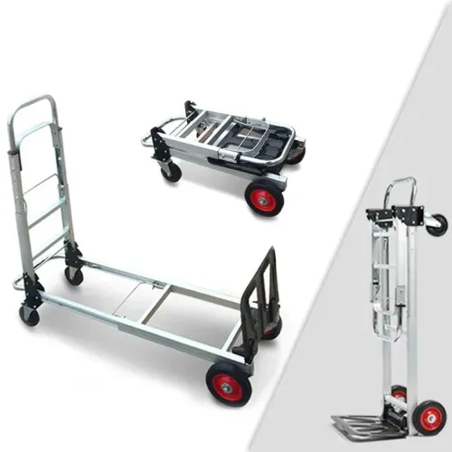 Folding Cargo Trolley - 100kg Load Capacity, Metal Frame, Multi-purpose for Logistics & Outdoor Use