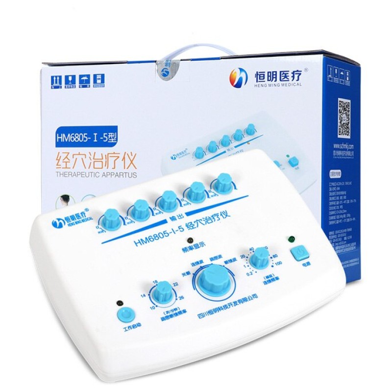 Heng Ming HM6805-I-5 Electric Stimulation Acupuncture Stimulator Therapy Device - 5 Output Electroacupuncture Massager for Pain Relief
