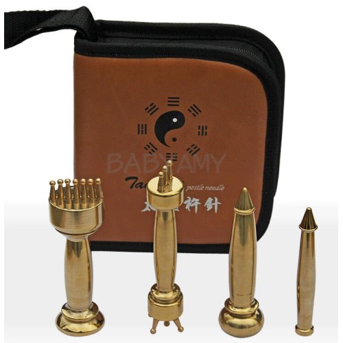 4 stuks/set fijne koperen stamper naald therapie Gua Sha massage stick voor acupunctuur en massage [stamper naald, Gua Sha, acupunctuur therapie]