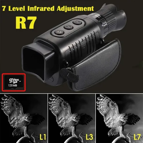 HD Infrared Night Vision Monocular R7 with 5X Zoom, 1080P Day & Night Dual-Use Outdoor Camera for Hunting, Wildlife Observation