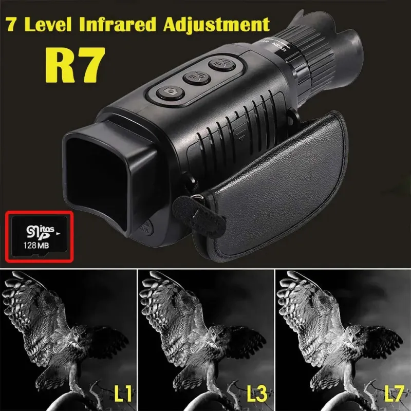 HD Infrarood Nachtzicht Monoculair R7 met 5X Zoom, 1080P Dag & Nacht Dual-Use Buitencamera voor Jacht, Wildobservatie
