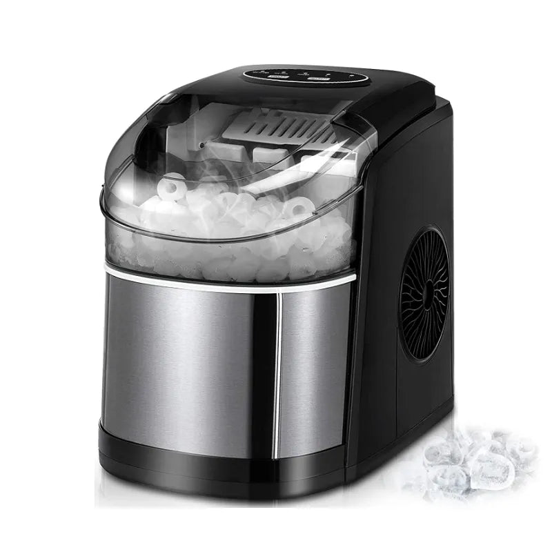 HICON Electric Ice Maker 15KG/24H, Bullet Cylindrical Ice Cube Machine for Home, Commercial, Milk Tea Shops [Fast Ice Making, Automatic Cleaning]