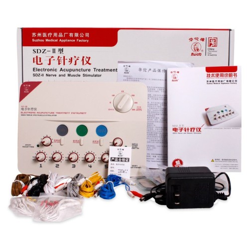Hwato SDZ-II zenuw- en spierstimulator - 3 golfvormen, 6 uitgangen, elektronische acupunctuur voor pijnverlichting en spierontspanning