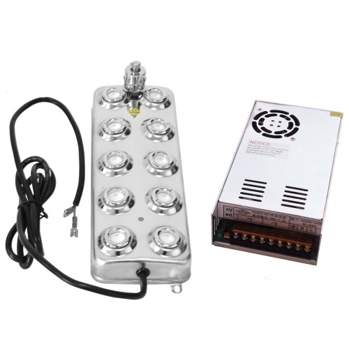 DC 48V 5000ML/H 10 Head Ultrasonic Mist Maker Fogger Humidifier for Greenhouse, Hydroponics, Aeromist with Switching Power Supply