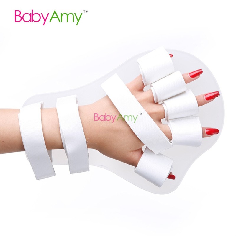 جبيرة تقويم الرسغ واليد مع مرونة منفصلة للإصبع - دعم من الألومنيوم لتخفيف التشنج والشلل النصفي - اليد اليمنى واليسرى للرجال والنساء