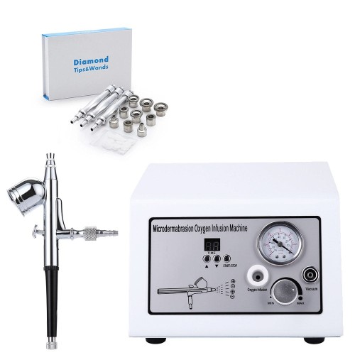 Microdermabrasion Crystal Jet Peeling Machine with 9 Tips & 3 Wands - Diamond Dermabrasion for Acne, Scars, Wrinkles [Microdermabrasion, Facial Machine]