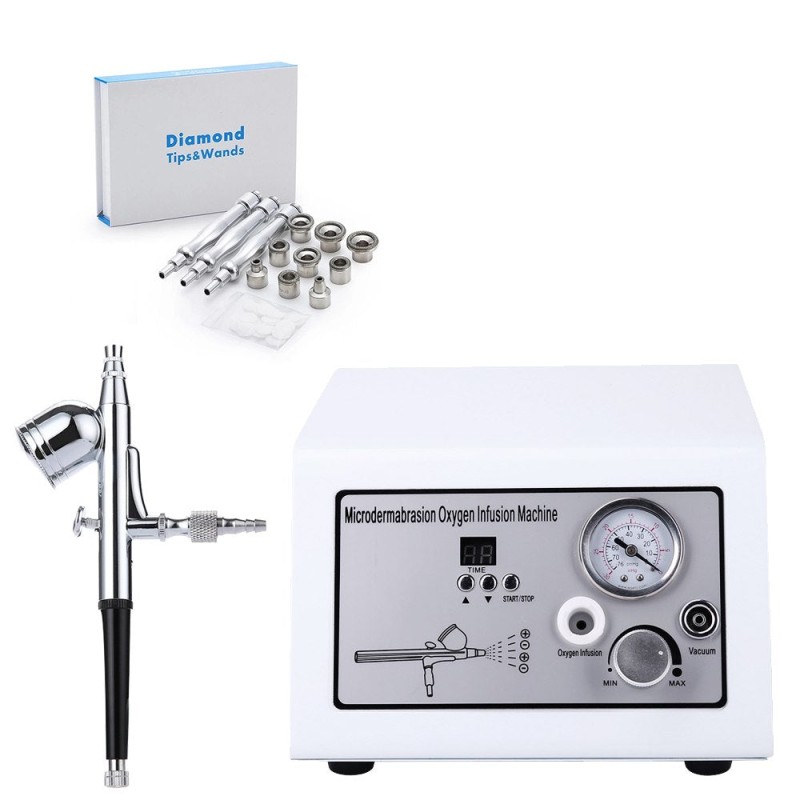 Microdermabrasion Crystal Jet Peeling Machine with 9 Tips & 3 Wands - Diamond Dermabrasion for Acne, Scars, Wrinkles [Microdermabrasion, Facial Machine]