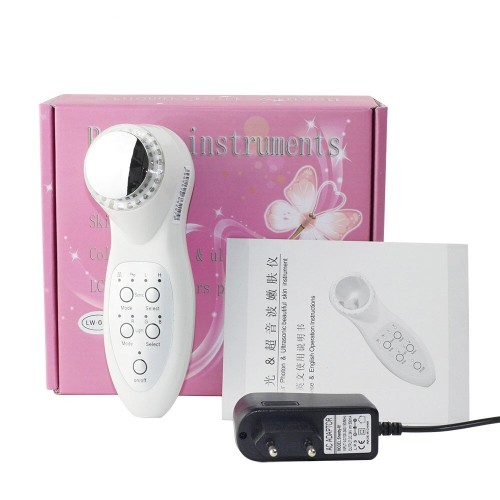 3Mhz Ultrasonic LED Skin Rejuvenation Device - Facial Massager for Wrinkle Removal, Acne Treatment & Skin Tightening [LED Therapy, Ultrasonic Face Lift, Skin Cleaner]