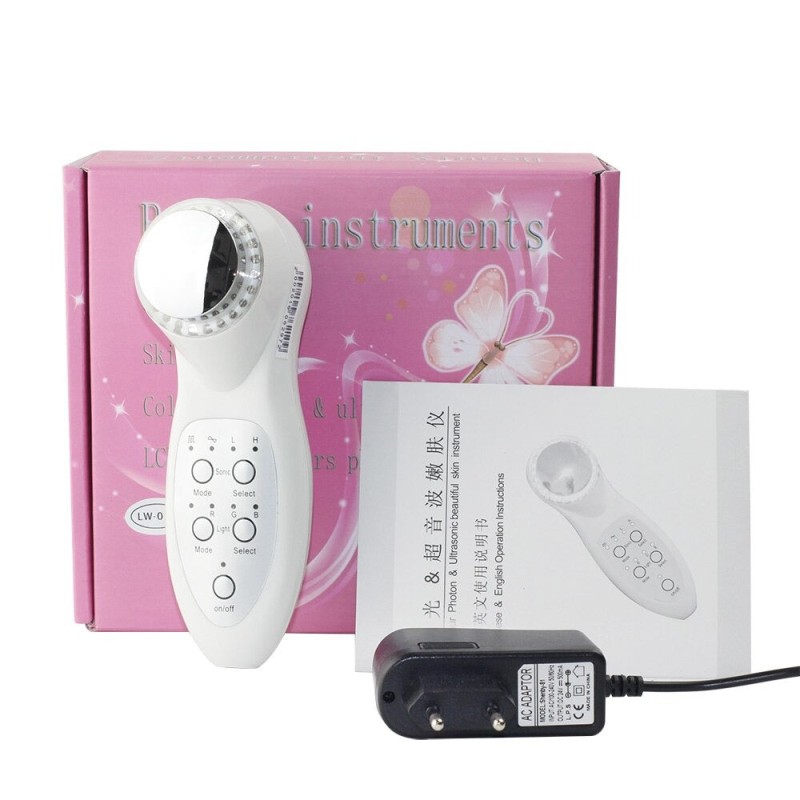 3Mhz Ultrasonic LED Skin Rejuvenation Device - Facial Massager for Wrinkle Removal, Acne Treatment & Skin Tightening [LED Therapy, Ultrasonic Face Lift, Skin Cleaner]