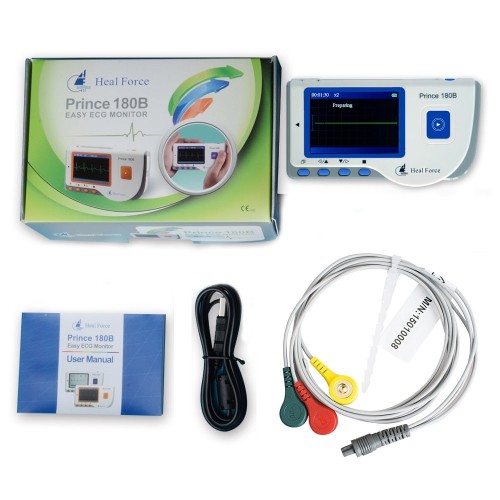 CE FDA Approved Heal Force Prince 180B Handheld ECG Monitor - Portable Heart Health Care Device with Color Screen