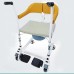 Adjustable Lifting Manual Patient Transfer Commode Chair for Home Care [Height Adjustable, 180° Rear Opening, Silent Casters]