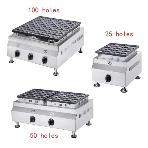LPG Gas Type 100/50/25 Holes Poffertjes Maker Machine - Mini Pancake & Waffle Grill with Teflon Coating