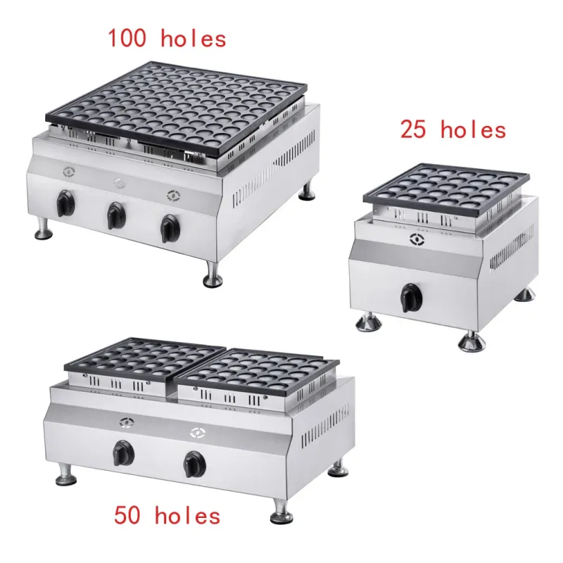 LPG Gas Type 100/50/25 Holes Poffertjes Maker Machine - Mini Pancake & Waffle Grill with Teflon Coating