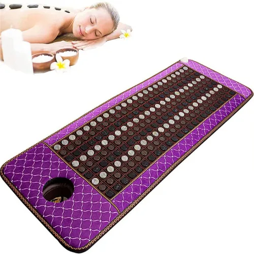 Far Infrared Heating Pad with Natural Jade & Tourmaline Stones, Adjustable Temp Smart Controller for Pain Relief & Relaxation