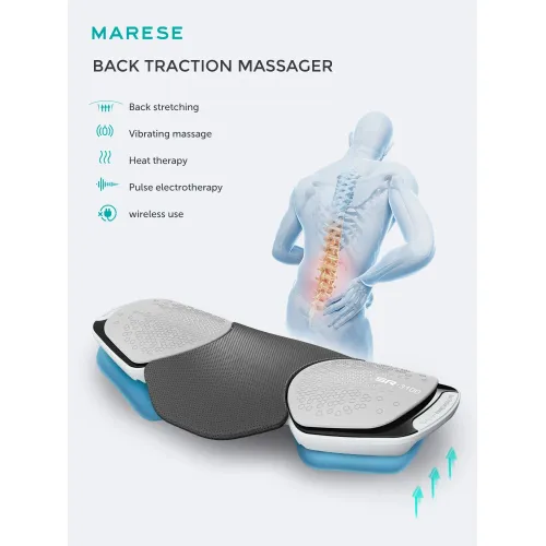 Masażer elektryczny MARESE z funkcją trakcji lędźwiowej z ciepłem i wibracjami do łagodzenia bólu pleców, przepukliny dyskowej i korekcji postawy [Trakcja lędźwiowa, masażer pleców, elektroterapia]