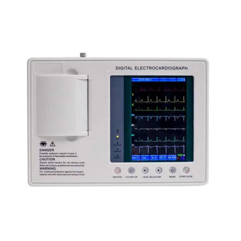 12-리드 수집 및 충전식 배터리가 있는 휴대용 7인치 3채널 ECG 기계 MK-1203C