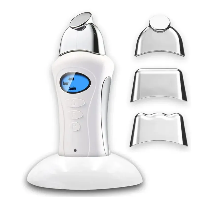 Micro Current Galvanic Spa Facial Machine - 3 Heads for Skin Tightening, Anti-Wrinkle, Whitening & Lifting [USB Charging, LCD Display]