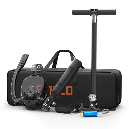 Mini búvártartály 0,5 literes búvármaszkkal – Hordozható búvárhenger készlet teljes arcmaszkkal sznorkelezéshez [Mini Scuba Tank, Snorkel Mask]