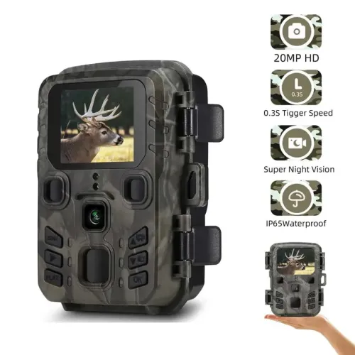 Mini301 Trail Camera - 1080P 20MP Night Vision, IP65 vattentät, 65 fot IR-räckvidd, rörelseaktiverad jaktkamera för vilda djur och säkerhet