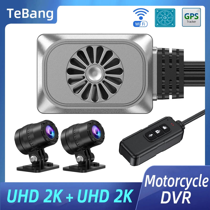 Kamera motocyklowa WiFi bez ekranu Ultra HD 2K + 2K GPS Motocykl DVR 1440P Podwójny obiektyw Wodoodporny Moto Dash Cam Rejestrator