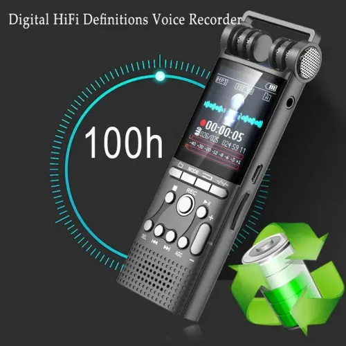 Professional Voice Activated Digital Audio Recorder 8GB/16GB/32GB, USB Non-stop 100hr Recording, PCM 1536kbps, External Mic
